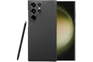 Sisyphy Funda de fibra de aramida para Samsung Galaxy S24 Ultra 5G con textura de fibra de carbono (negro 600D), cubierta protectora superdelgada, suave al tacto, resistente, duradera cubierta trasera