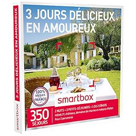 SMARTBOX – Coffret Cadeau – 3 JOURS DELICIEUX EN AMOUREUX – 350 Sejours : Maisons d&rsquo;Hotes, Hotels de Charme, Auberges, Hotels 3 ou 4