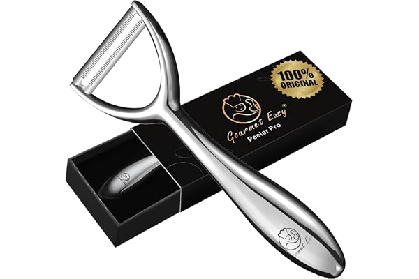Économe en inox de haute qualité pour fruits et légumes I Eplucheur avec lame ultra-tranchante convenant comme eplucheur de pommes de terre et d'asperges avec poignée ergonomique et antidérapante.