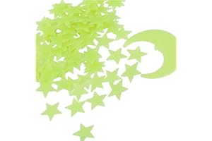 Kesote Leucht Sterne Mond Set, 100 Stück Leuchtsticker Fluoreszierend Wand Aufkleber Plastik mit Selbstklebend Sticker für Schlafzimmer Kinderzimmer Decke