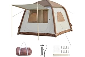DANCOOM Tente de Camping Gonflable avec bâches, Tente familiale Gonflable 2/4/6/8 Personnes pour Le Camping, Grande Maison de Tente Gonflable avec Double Toit, Tente Gonflable Facile à Monter