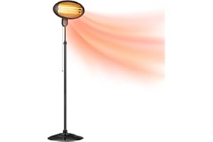 DONYER POWER Electric Quartz Patio Heater Garden Heater Waterproof Outdoor Free Standing 2000W