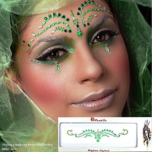 FESTIVAL FACE GEM BRIDAL BROW BINDI RAVE FLOURESCENT UV NEON TATTOO BODY JEWEL BV05 GREEN
