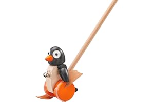 Selecta 62071 Pingo, Schiebefigur, Schiebe-und Nachziehspielzeug aus Holz, 13 cm, Bunt