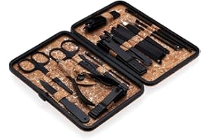 ‎ABA GROUP Aba Group Nagelschere Set 18 Tools - Maniküre Set - für Gesicht, Füße, Hände - Pediküre Set – Kosmetikzubehör - Nagelschere Set - Nägel Selber Machen – Nail Set im Etui Kork