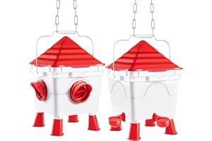 GENERICO Easy Media set Mangiatoia 6 Kg e Abbeveratoio 8,5 L per Galline Polli Automatico, 4 porte, piedini, catene per appendere, antispreco, sistema a gravità