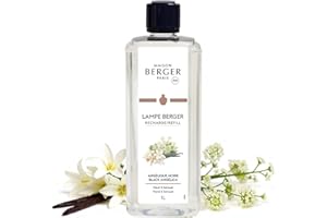 MAISON BERGER CASA BERGER - Recarga lámpara de pastor Angélico negro 1 litro - Angélica y vainilla - Perfume floral oriental elegante - Neutralización de olores - Fabricado en Francia