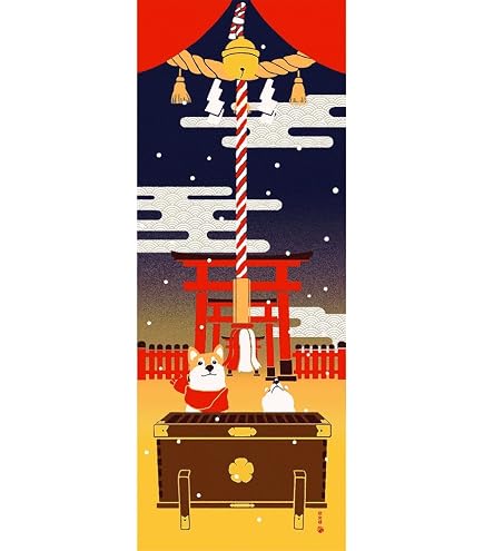 Tenugui Asciugamano Giapponese Con Design Gatto - Chusen, Cotone, 34x90 Cm, Fatto In Giappone
