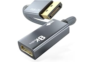 ULT-WIIQ 8K@60Hz DisplayPort to HDMI Adapter, Uni-Directional DP 1.4a to HDMI 2.1 Converter Cable, Support 8K, 4K@120Hz, 2K@240Hz, VRR, HDR, HDCP 2.3, DSC 1.2a for HP, ASUS, DELL, GPU, AMD, NVIDIA