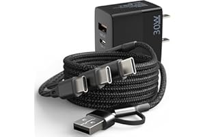 BOEEA Chargeur 30 W pour DJI Mini 4 Pro, Mini 4K, Mini 3 Pro, Mini 3, Mavic 3, Air 2S, Avata Drone, Chargeur mural rapide USB C 3 en 1 avec cordon d'alimentation à double port pour télécommande DJI FPV