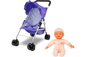 Passeggino Ombrello per Bambole, ANIVIA Toys Passeggino per Bambole per Bambini con Cestino e Ruote Mute, Ideale per Bambole Fino a 18" (DA004L PURPLE)