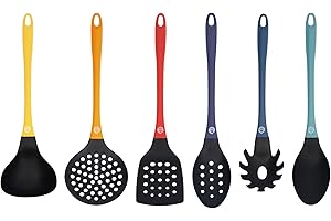 MasterChef Ustensiles de Cuisine, Accessoire Antiadhésive Anti-Rayures et Résistante à la Chaleur Pattiserrie a Coffret Culinaire, Multicolores Rateau a Crepe, Louche, Cuillères, Spatules et Palettes