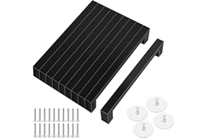 Tufa 10PCS Tiradores Cocina Muebles, Tiradores Armarios Negro 128mm Distancia Entre Orificios Tiradores Cocina Cajones, Tiradore para Muebles Acero Inoxidable con 4 Tiradores de Cristal y 20 Yornillos