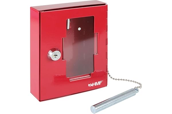 HMF 1021-03 Boîtier pour clé de Secours avec Marteau Brise Glace, 15 x 12 x 4 cm, RAL 3001 Rouge de signalisation