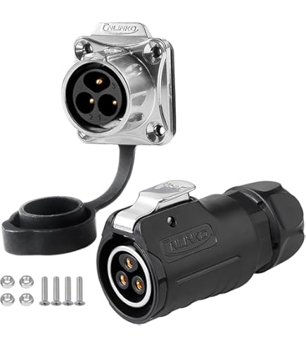 CNLINKO LP-24 2-Polig Industriële Ronde Connector, IP68 Waterdicht, Kabelkoppeling met Schroefvergrendeling, M24 Mannelijk en Vrouwelijk Paar Voor Automatisering en Besturing
