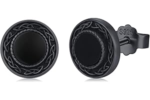 Twoowl Black Stud Earrings 925 Sterling Silver Black Onyx/Turquoise/Abalone Earrings Black Onyx Jewellery Gifts Women Men