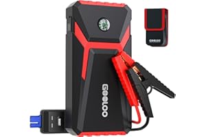 GOOLOO 2000A Arrancador de Coches, SuperSafe 12V Lithium Arrancador de Baterias de Coche Portátil con Cable de Arranque Inteligente, para 6.0L de Gasolina o 4.0L de Diésel