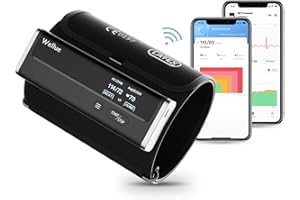 Wellue BP2 Connect -Tensiómetro de Brazo con ECG, Sincronización Wi-Fi y Bluetooth, Monitor de Presión Arterial, Monitoreo Cardíaco ECG, Mediciones en Tiempo Real