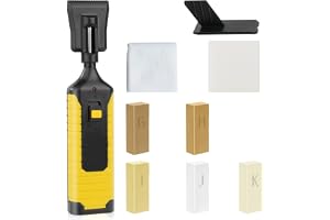ACWOO Reparationssats för Laminatgolv, 5 Olika Nyanser av Smeltvax med Reparationsvax för Trä, Borste och Slipsvamp, Reparationssats för Laminatgolv för Reparation av Skrapor