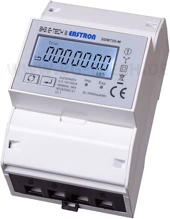 B+G E-Tech DCM2D Gleichstromzähler – Für Hutschiene, Externer Shunt, 9-60 V DC Oder 85-265 V AC Hilfsspannung, Modbus/DLT645, PV & Solar