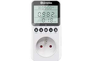 KETOTEK Wattmètre Prise Compteur d'Énergie, Prise de Consommation Électrique avec l'écran LCD, Consommation d'Énergie Mètre Wattmetre, Surcharges de Protection, 3680W