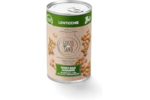 GUSTO SANO LENTICCHIE BIO PRONTE PER L’USO - Senza Sale Aggiunto – Lenticchie in scatola reidratate e lessate – NON OGM – Comoda scorta da 6 confezioni x 400 gr.