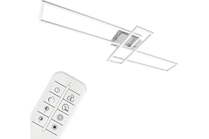 ‎BRILONER BRILONER - LED Deckenlampe mit Fernbedienung, dimmbar, einstellbar von warmweiß bis neutralweiß, LED Lampe, Deckenleuchte, Wohnzimmerlampe, Schlafzimmerlampe, Küchenlampe, 110x35x10 cm, Chrom-Alu