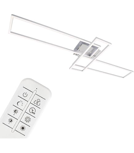 Briloner Lampen - LED plafondlamp, dimbaar, afstandsbediening, kleurtemperatuurregeling, nachtlicht en timer, houtzwart, 1100 x 248 x 85mm, 3145-014 Briloner Lampen - LED plafondlamp, dimbaar, afstandsbediening, kleurtemperatuurregeling, nachtlicht en timer, houtzwart, 1100 x 248 x 85mm, 3145-014