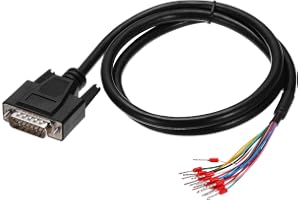 QUARKZMAN DB15 RS232 seriell kabel, 15 stift 26 AWG DB15-kontakt till blank tråd öppen ände med kabelklämmor, dubbel skärmad
