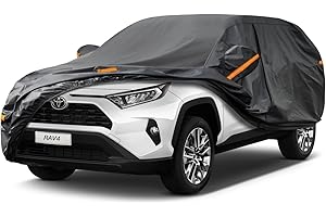 Kayme Funda Coche Exterior, Compatibles con Toyota RAV4 (2008-2025), Cubierta para Coche Impermeable Transpirable Anti-UV Antipolvo de 7 Capas, Cubre Coche con Cremallera y Forro de Algodón.
