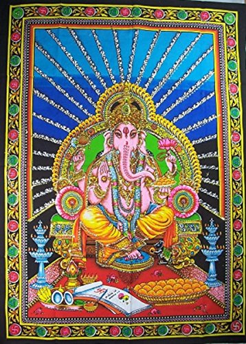 Wandtuch Ganesha Erleuchtung 110 x 75 cm Indien - 2
