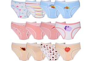 Kidear Serie di Bambini Ragazze mutandine12 Pezzi Bambini Mutandine Bambino in Cotone Morbido Slip Biancheria Intima età 2-10 Anni