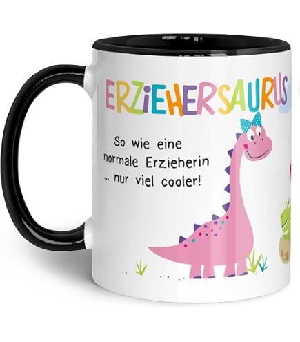 Erzieher Tasse Mit Spruch - "Echte Superhelden Gehen In Den Kindergarten" | Rundherum Bedruckt, 340ml, Spülmaschinenfest