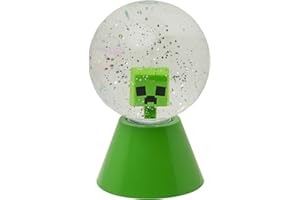 Paladone - Bola de nieve LED con purpurina de Minecraft Creeper, bola de nieve LED que cambia de color con licencia oficial, para niños y adolescentes, producto de juego, diseño compacto
