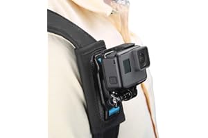 TELESIN Sangle de Sac à Dos Monture Support de Bandoulière avec Ajustable épaulière et J-crochet pour GoPro Hero/Session, Xiaomi YI 4K, SJCAM, Apeman, Crosstour, Victure, AKASO, Campark Action Caméra