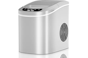 DREAMADE Machine à Glaçons avec Réservoir d'Eau 2,2L Taille de Glaçon en Option, 9 Glaçons en 6-13 Minutes, 12KG de Glace par Jour pour la famille 24,2 x 35,8 x 32,8CM (Argent)