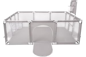 Selonis Baby Playpen Big Size Playground No Balls for Kids, Grey