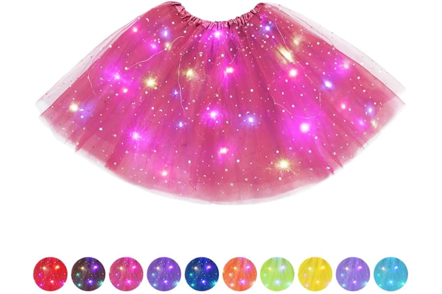 AYBUY Tutu Skirts for Women with LED Light, Adult Tulle Tutu Skirt, Ballet Dance Parties Fancy Elastic Festival Dress for Halloween, Carnival Party Costume