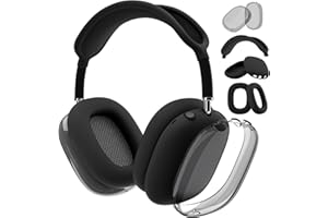 VISOOM Case for Airpods Max Headphones, 4 in 1 Soft Silicone Pretective Cover With TPU Clear Pads for Apple Airpod Max Accessories Cases(Black)