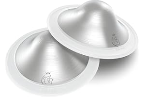 The Original Silver Nursing Cups, Boboduck Silver Nipple Covers for Breastfeeding, 925 Grade Layered Tri-Laminate Nipple Shields for Nursing Newborn, Regular Silver Nipple Shield (Large)
