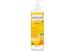 WELEDA Bio Calendula Baby XL Lotion lavante et shampooing végétalien – Cosmétique naturel Gel douche pour soins de la peau/soin des cheveux des nouveau-nés Soin bébé Douche pour peaux sensibles Doux