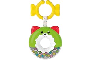 Baby Clementoni - Sonaglino Ciambella, Sonaglio Neonato 3+ Mesi, Gioco Prima Infanzia, Stimola lo Sviluppo Multisensoriale e la Manualità, con Anello Appendibile, 17504