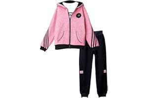 YFPICO Mädchen Trainingsanzug Sportanzug Jogginganzug 3 Teilig Einfarbig Freizeitanzug Kapuzenpullover Sport Jogging Anzug Reißverschluss