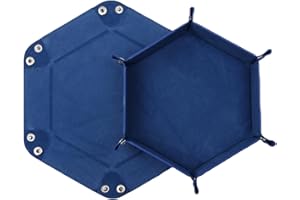 DELALO Würfelteller, Würfeltablett Klappbar Hexagon PU Leder Samt Halter für Würfel Spiele - Faltbares Sechseck-Würfelspiel-Tablett (Blau)