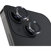 Babilden İphone Al&uuml;minyum Alaşım &Ccedil;er&ccedil;eveli Tempered Glass Kamera Lens Koruyucu (İPHONE 14, Black)