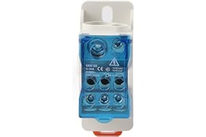 WALFRONT Boîte de Distribution de Bornier 160A Bornier Rail Din Couvercle Anti-poussière Transparent Connecteur de Fil électrique Boîte de Jonction D'alimentation Universelle pour Armoires