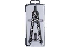 Idena 20166 - Compass Style Geometric con rotella centrale, bussola a regolazione rapida in astuccio, incl. due puntali di ricambio in scatola