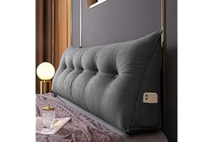 MONDEX Rückenkissen Bett, Lang Keilkissen Hohen Rückenkissen Kissen Bettkissen Rückenlehne Nackenstützkissen Rückenstützkissen Lordosenstütze Lesekissen für Bett und Sofa,Dark Gray,120 * 50 * 20cm
