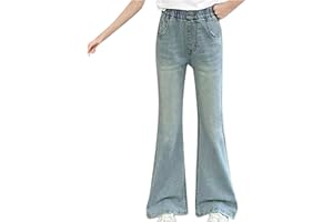 XINYUNZU Baggy Jeans Mädchen Weites Bein Jeanshose mit Gummizug Wide Leg Outdoorhose Breite Hose High Waist Freizeithose Pants Girls Mode Hosen für Kinder 5-13 Jahre Frühling Sommer