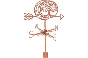SUPERDANT Moon Weather Vane Tree of Life Metal Wind Vanes Copper Red Weathervane Weathercock Decorative Direction Signs for Yard Farmhouse Outdoor Garden Lawn Roof Paddock Decoration